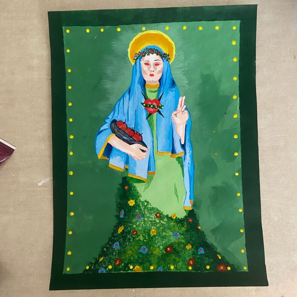 Original work, acrylic on paper. 9 x 12 in.